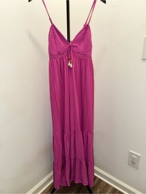 No Boundaries Fuchsia Tie-Front Maxi Dress